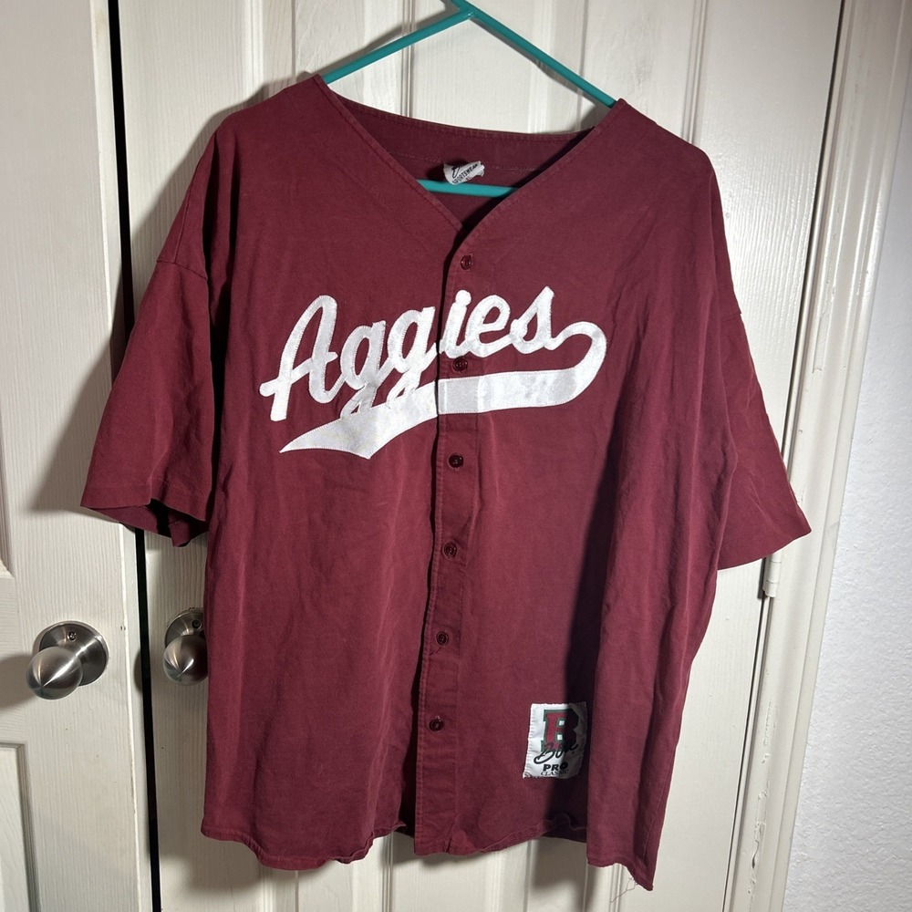 Boa Pro Classic Aggies Baseball Jersey Shirt Mens XL Button Front Maroon USA VTG